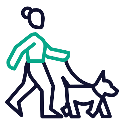 Woman Dog Walk, Animated Icon, Outline
