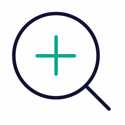 Magnifier Plus, Animated Icon, Outline