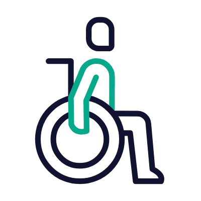 Disabled Person, Animated Icon, Outline
