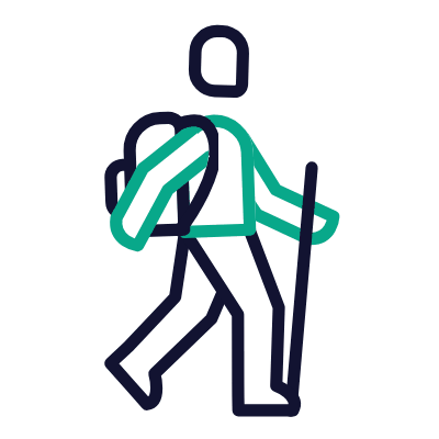 Hiking, Animated Icon, Outline