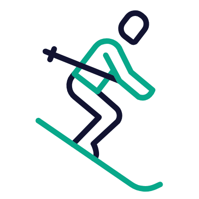 Skiing, Animated Icon, Outline