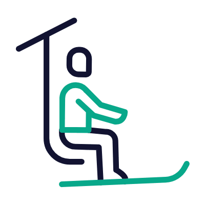 Ski Lift, Animated Icon, Outline