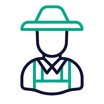 Man Farmer, Animated Icon, Outline