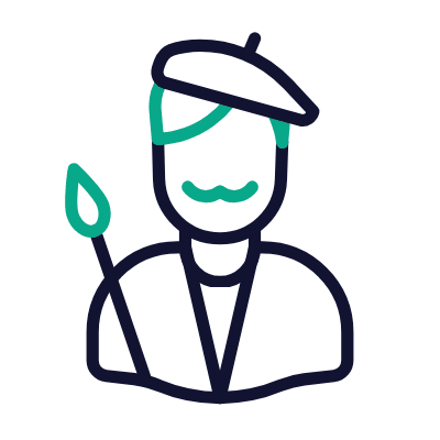 Man Painter, Animated Icon, Outline