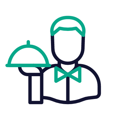 Man Waiter, Animated Icon, Outline