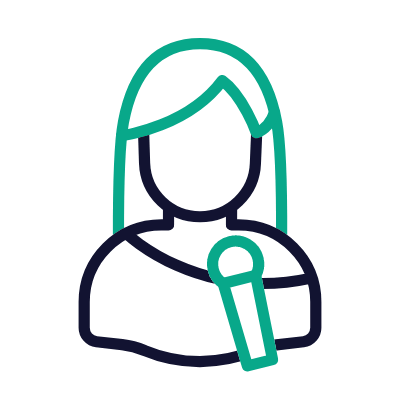 Woman Singer, Animated Icon, Outline