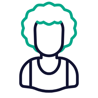 Man Afro, Animated Icon, Outline