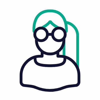 Woman Nerd, Animated Icon, Outline