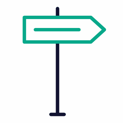 Signpost Right, Animated Icon, Outline