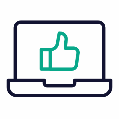 Laptop Thumb up, Animated Icon, Outline