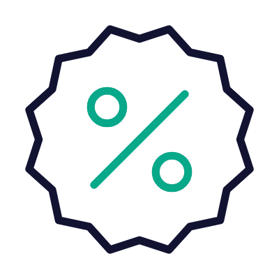 Badge Percent, Animated Icon, Outline