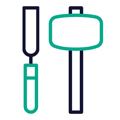 Chisel Hammer, Animated Icon, Outline