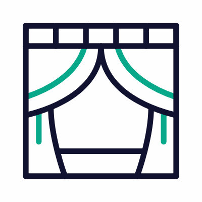 Stage Curtains, Animated Icon, Outline