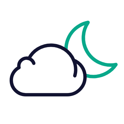 Cloud Moon, Animated Icon, Outline