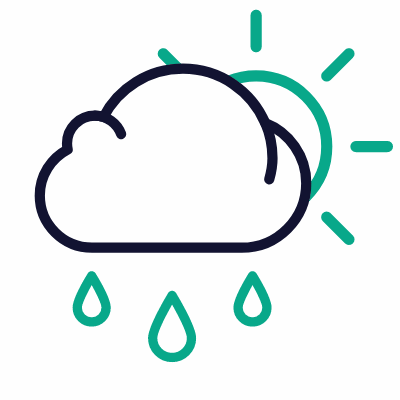 Cloud Sun & Rain, Animated Icon, Outline
