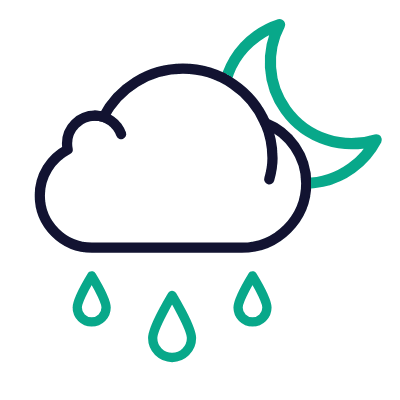 Cloud Rain Moon, Animated Icon, Outline