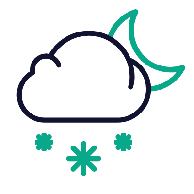 Cloud Snow Moon, Animated Icon, Outline