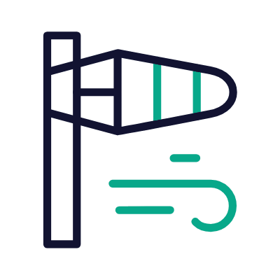 Wind Sock, Animated Icon, Outline