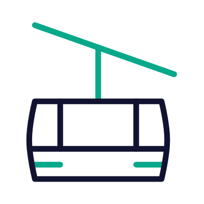 Ski Lift, Animated Icon, Outline