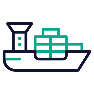 Cargo Ship, Animated Icon, Outline