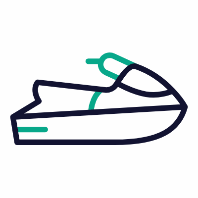 Water Jet Ski, Animated Icon, Outline