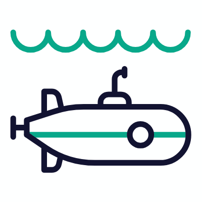Submarine, Animated Icon, Outline