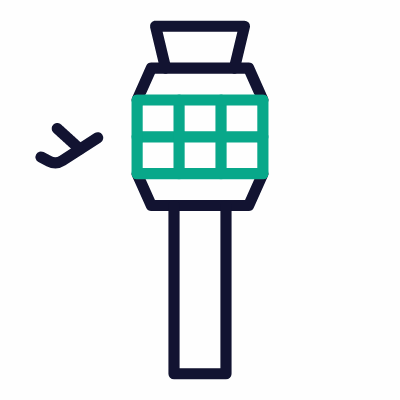 Airport Tower, Animated Icon, Outline