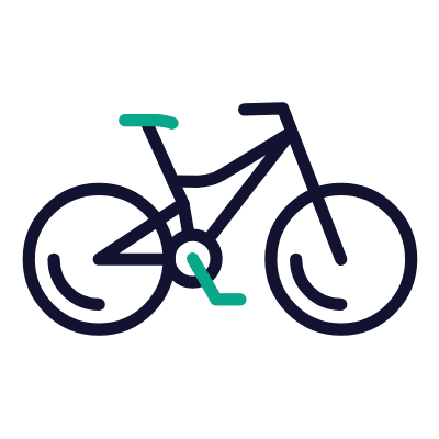 Downhill Bicycle, Animated Icon, Outline
