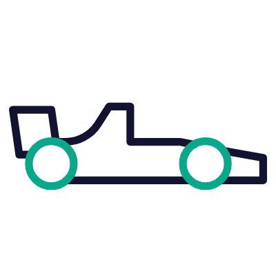 F1 Car, Animated Icon, Outline