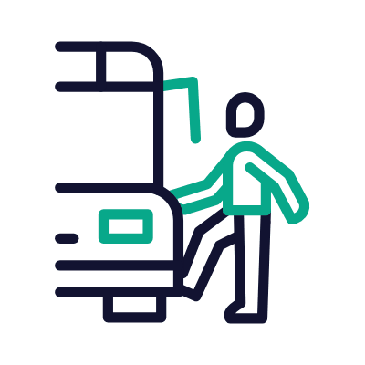 Get On Bus, Animated Icon, Outline