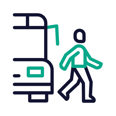 Get Off Bus, Animated Icon, Outline