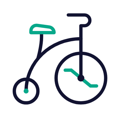 Tricycle Retro, Animated Icon, Outline
