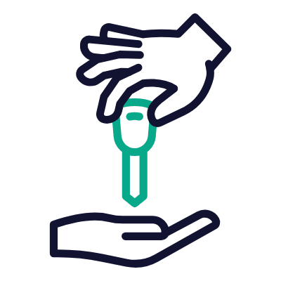 Hands Key, Animated Icon, Outline