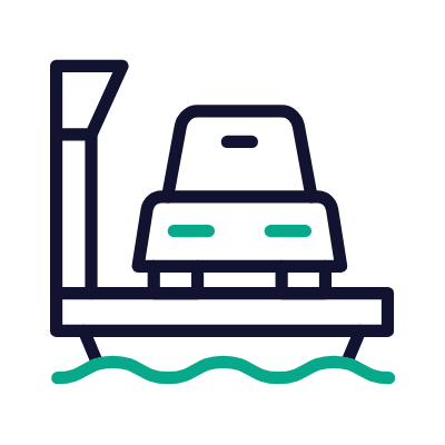 Car Ferry, Animated Icon, Outline