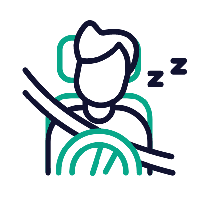 Sleepy Driver, Animated Icon, Outline
