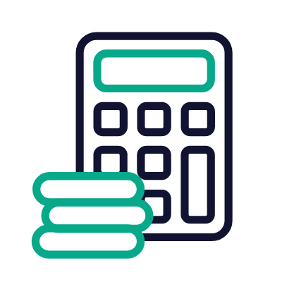 Calculator Coins, Animated Icon, Outline